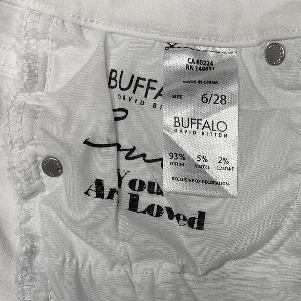 Buffalo David Bitton White Distressed Denim Jean Shorts - Picture 9 of 10